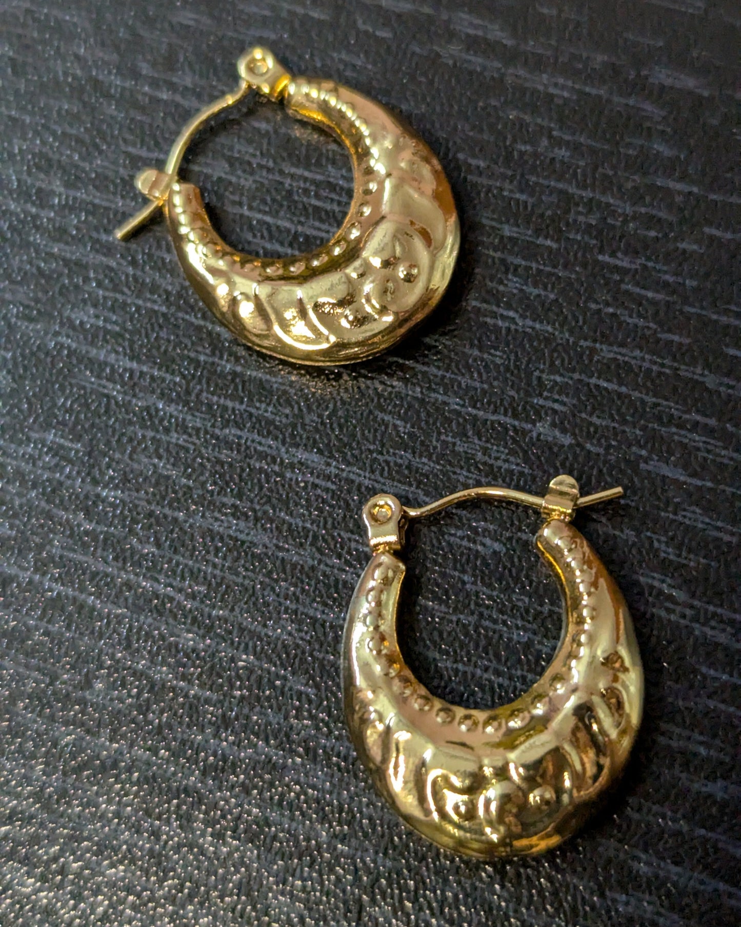 Classic Gold Engraved Hoops