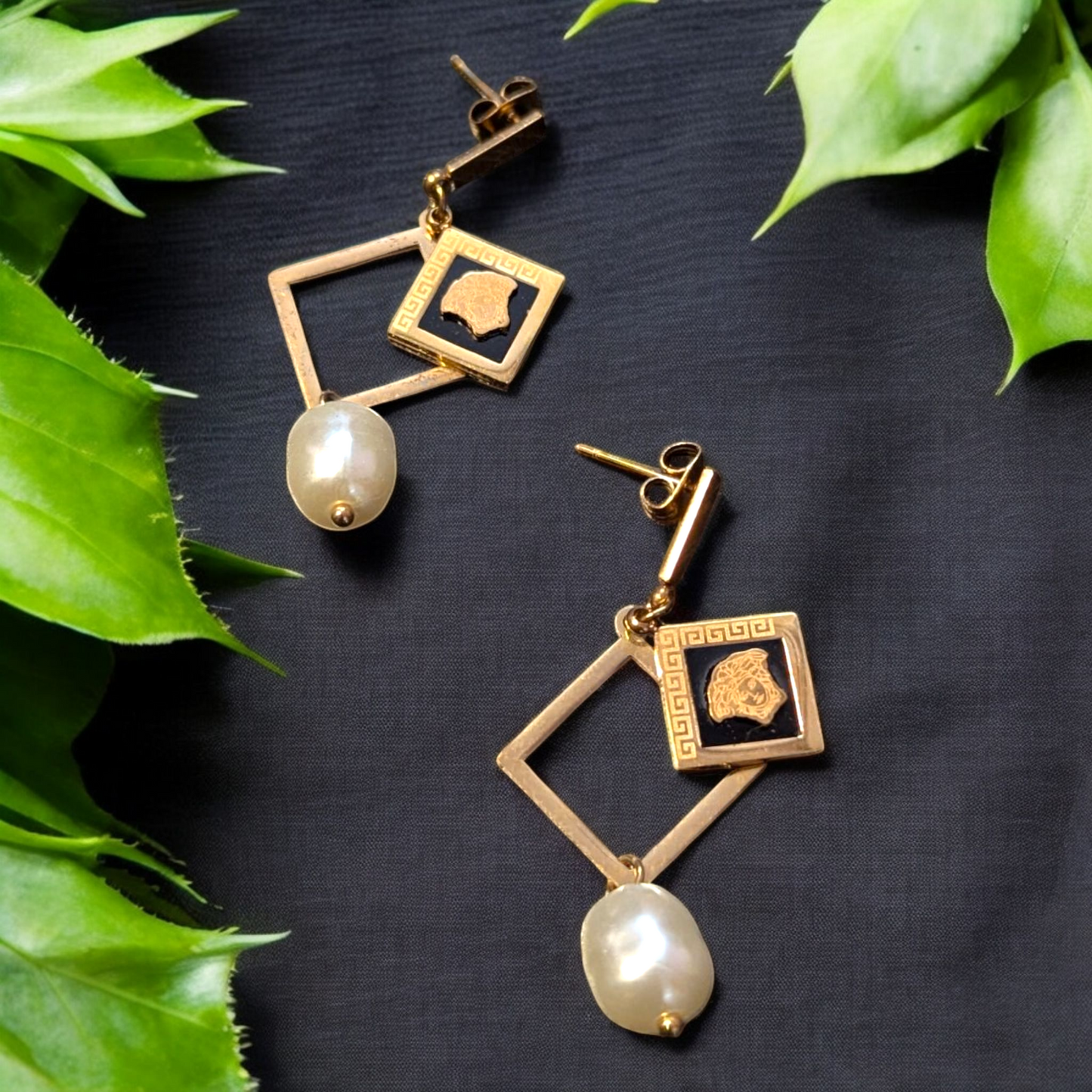 SOGASA Rose Gold Geometric Pearl Drop Earrings