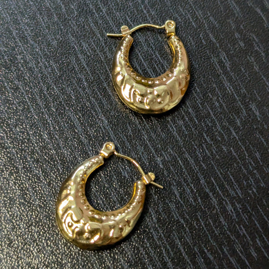 Classic Gold Engraved Hoops
