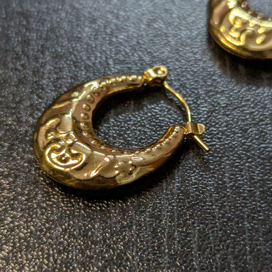Classic Gold Engraved Hoops